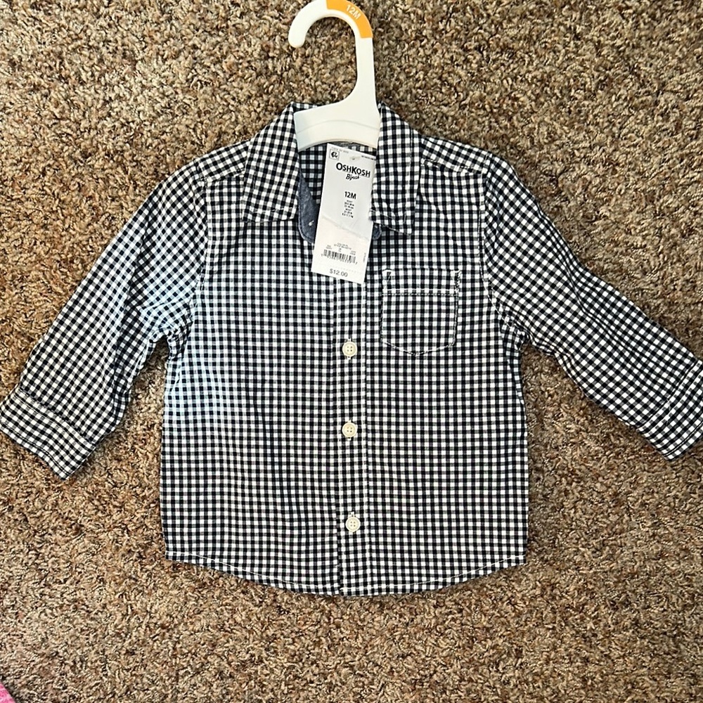 OshKosh B'gosh Black and White Gingham Button Down Shirt